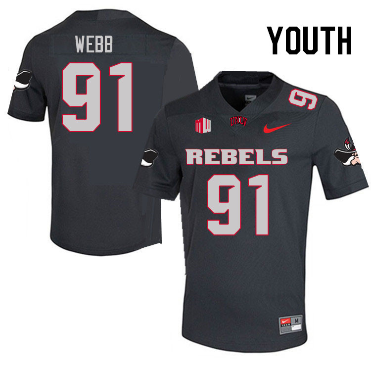 Youth #91 Cooper Webb UNLV Rebels College Football Jerseys Stitched Sale-Charcoal